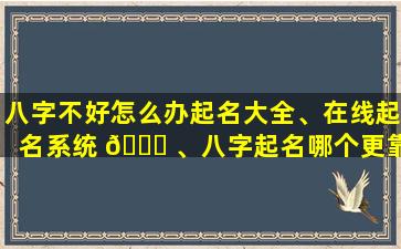 八字不好怎么办起名大全、在线起名系统 🍁 、八字起名哪个更靠谱